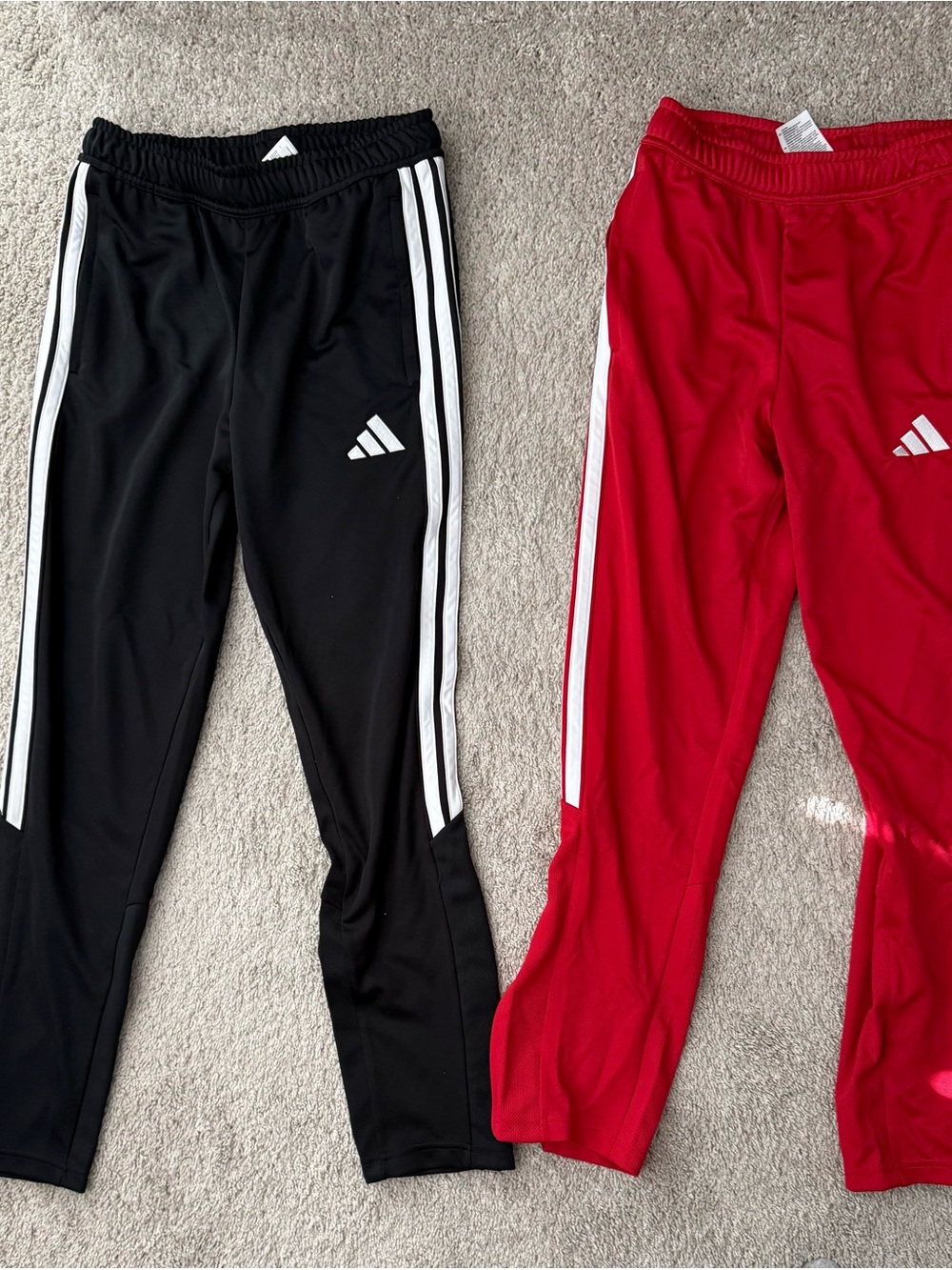 adidas Kids Black & Red Track Pants with White Stripes
